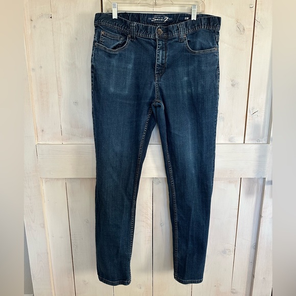 7 FOR‎ ALL MANKIND SLIM DESIGNER MEN'S JEANS SIZE 38 x 32 Medium Wash - Picture 1 of 14